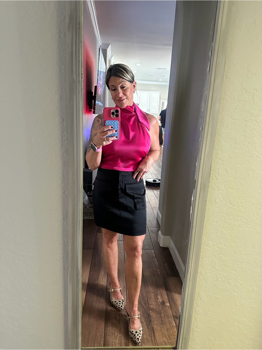 Sincerely Jules Hot Pink Halter Tie-Neck Top